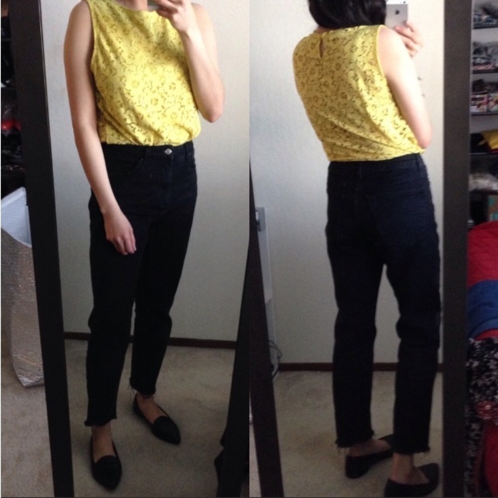 Topshop Floral Yellow Lace Tank Top Blouse - Picture 7 of 7